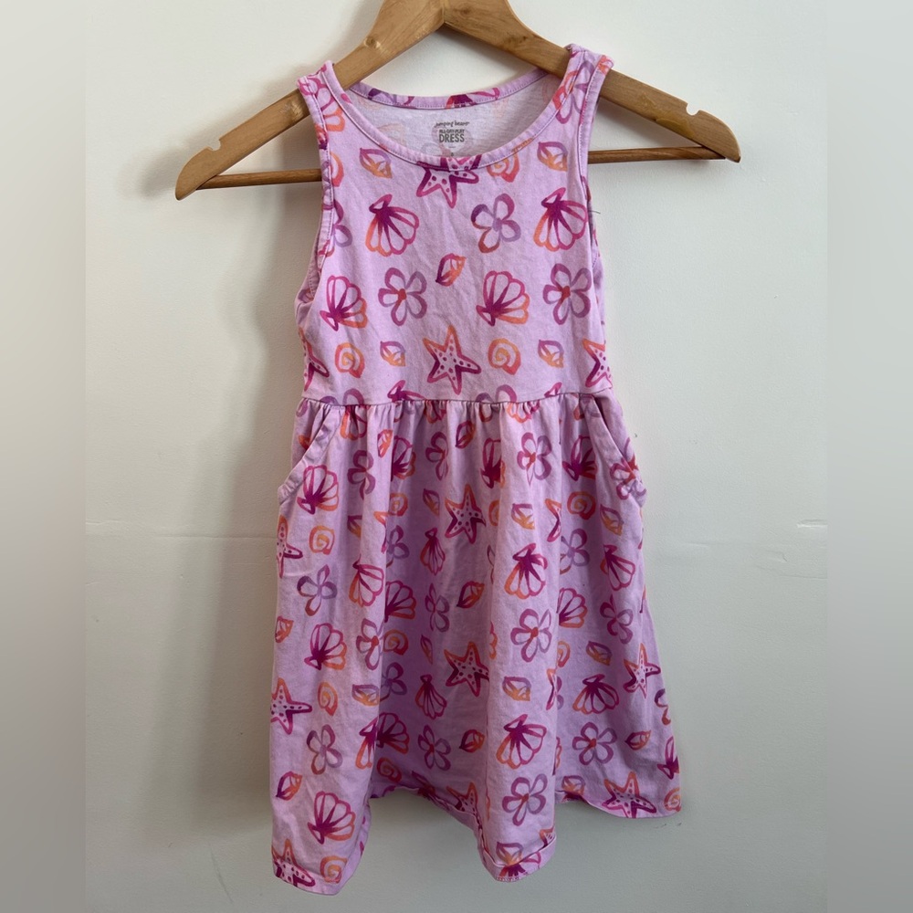 Jumping Beans Girls Sleeveless A-Line Dress Size 8 Pink Floral Cotton